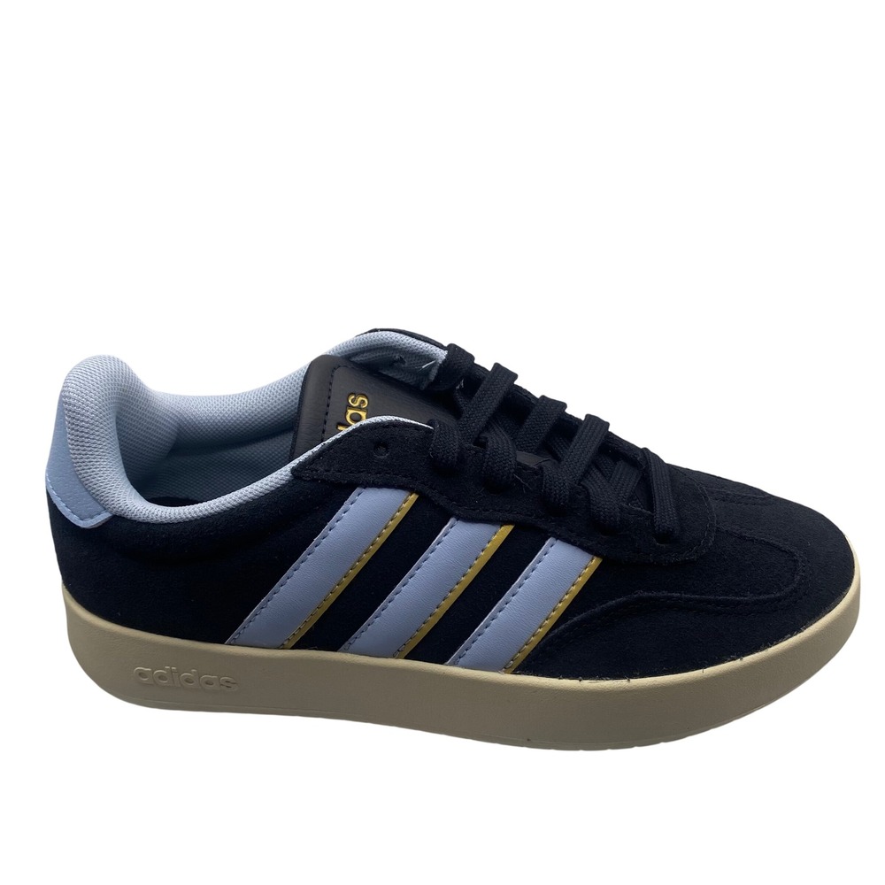 NEW Adidas Barreda Black Baby Blue Gold Suede Sneakers Womens 6 Streetwear Retro - Picture 2 of 7